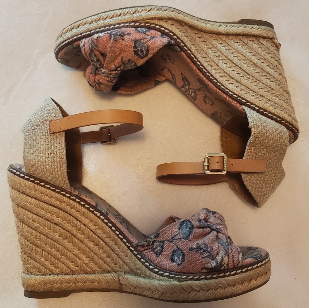 Tory Burch floral wedges